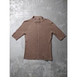 Brown Turtle Neck Sweater Tussah Silk Cotton Women's Small By Norton McNaughton